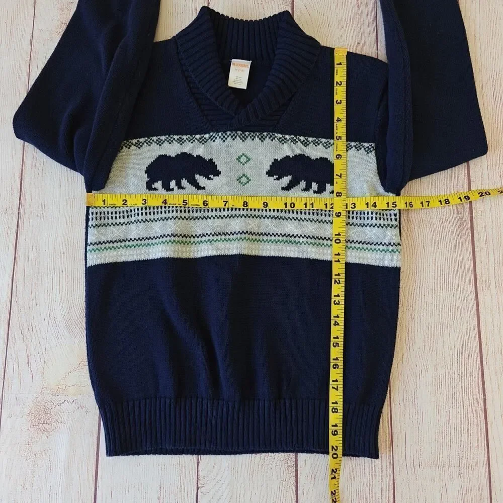 Gymboree bear shawl neck 100% cotton sweater sz M (7/8)